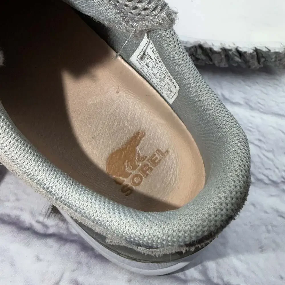 SOREL Kinetic Lite Strap Sneakers Gray White Suede Women’s Size 8 Shoes